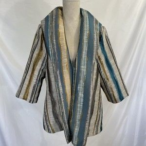 IC by Connie K Jacket XL Woven Stripe Pocket Structured Swing